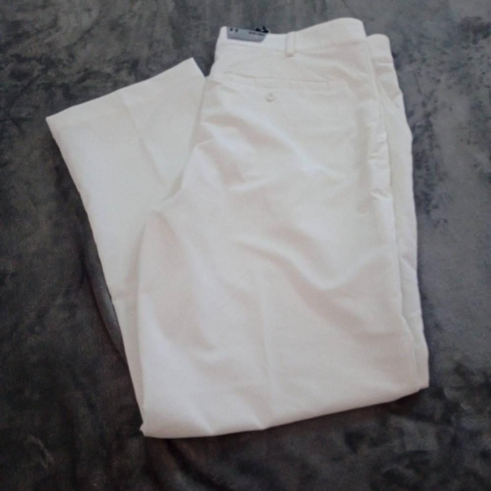 Under Armour Golf Pants Mens 34x30 White Loose AllSeasonGear UPF 30+ Performance